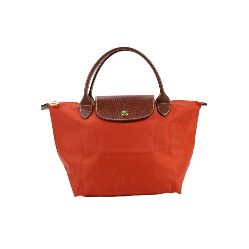 Longchamp Womens Button Snap Le Pliage Shoulder Handbag Orange Brown